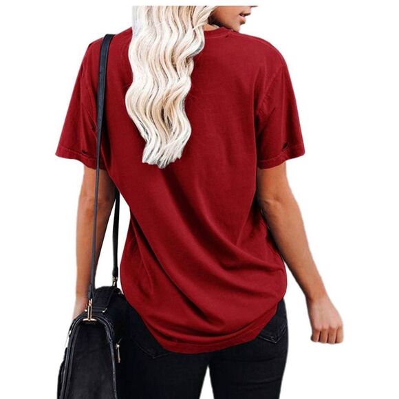 NIUBIA Womens Mama Shirts Short Sleeve Casual Print T-Shirt Round Neck Fit Tees - Picture 4 of 5